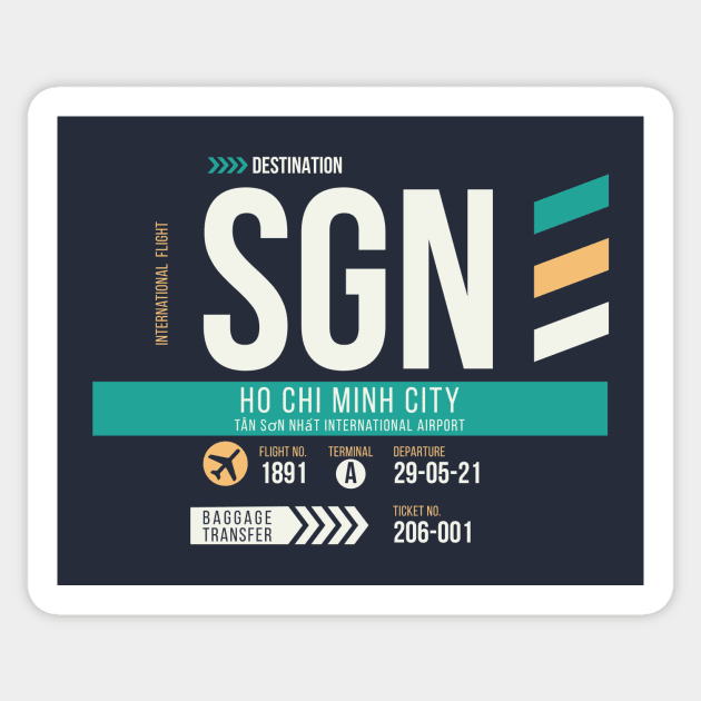 Ho Chi Minh City (SGN) Airport Code Baggage Tag Sticker by SLAG_Creative